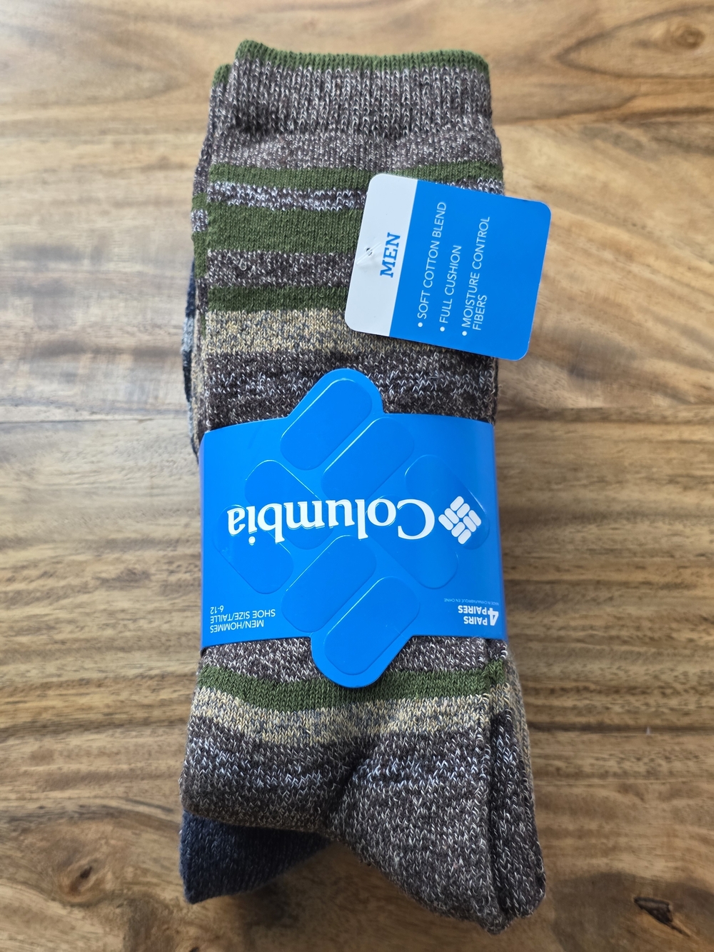 Columbia Men's Moisture Control Crew Socks (4- Pack)-Shoe Size 6-12